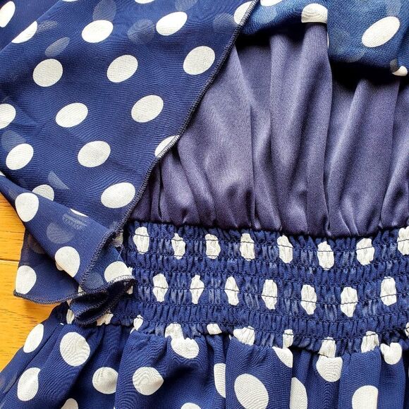 🔹️NWT Robert Louis Blue Polka Dot Print Sleeveless Dress XLarge - Picture 4 of 8